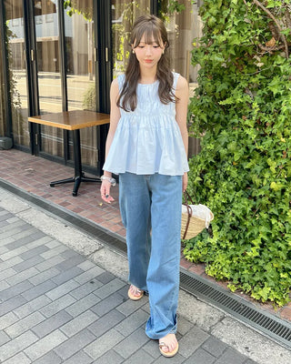 Shirred sleeveless blouse