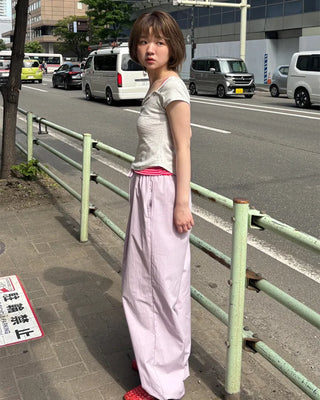 Colorful pintuck wide-leg pants