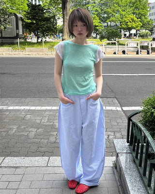 Striped Summer Cotton Wide Pants