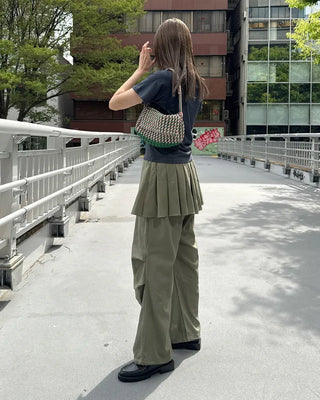 Pleated skirt wide slacks