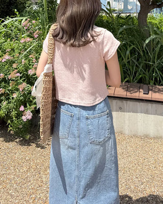 Flower punched short-sleeved cardigan