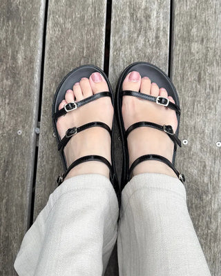 Platform sandals with belts