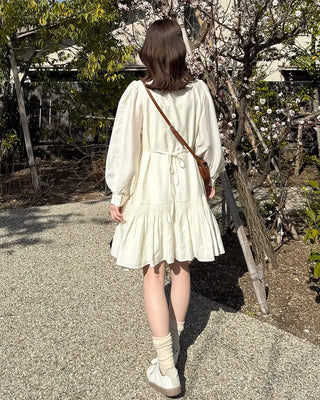 Frill String Point Shirring Dress