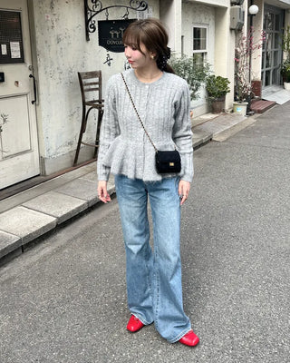 Semi-bootcut denim pants