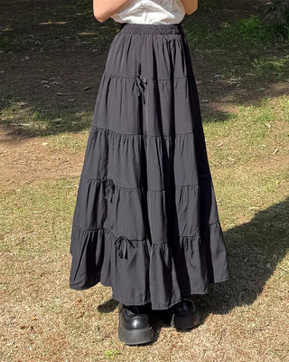 Ribbon detail can-can long skirt