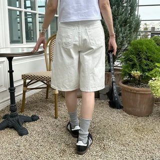 High-waisted cotton Bermuda shorts