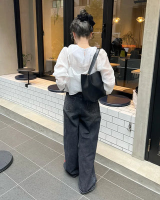 Wrap Point Wash Wide Denim Pants
