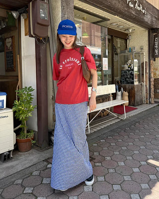 Gingham check maxi skirt
