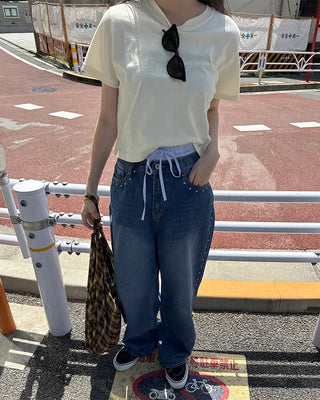 Stud Line Denim Pants