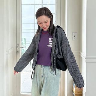 Checked string hooded shirt