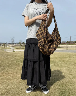 Tassel tiered long skirt