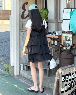 Can-can frill mini dress