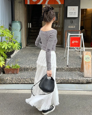 Tassel tiered long skirt