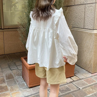 Pintuck frill blouse