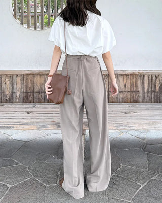 Belted wide-leg pants