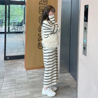 Striped knit long dress