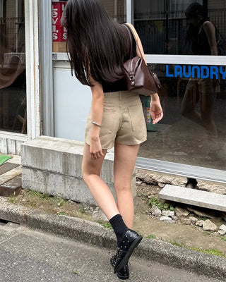Stud belt flat shoes
