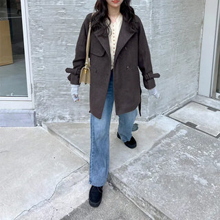 Belted trench short coat