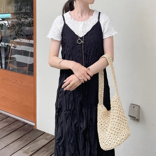 Wrinkle Camisole Long Dress
