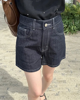 Stitch Low Short Denim Pants