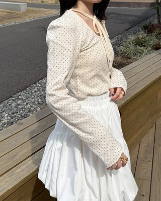Dot strap long-sleeved T-shirt