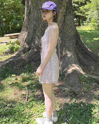 Flower pattern camisole mini dress