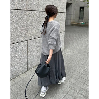 Balloon Fit Suede Long Skirt