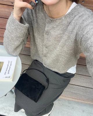 Simple round neck cropped cardigan