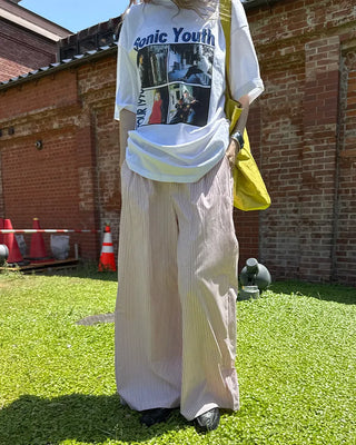 Belt loop striped easy pants