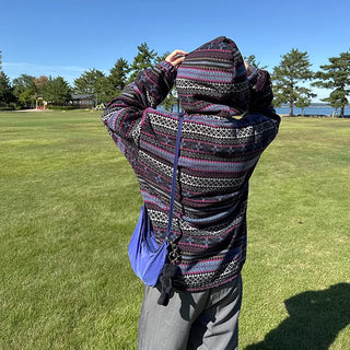 (Unisex) Ethnic Pattern Fleece Hoodie