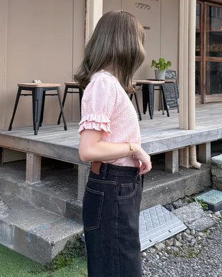Can-can frill short-sleeved T-shirt
