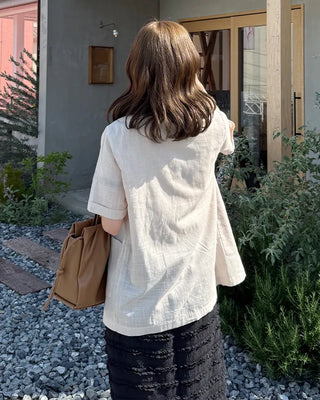 Linen Overfit Short-Sleeve Jacket
