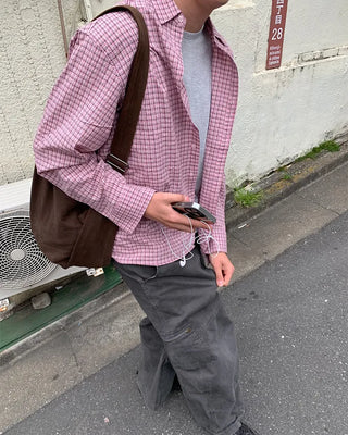Simple checkered long-sleeved shirt