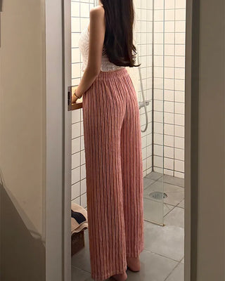Striped String Point Elastic Waist Pants