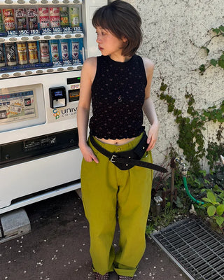 Suede belt with pockets