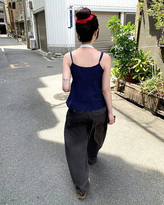 Back pocket polka dot wide pants