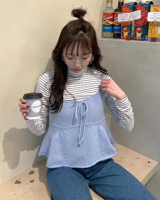 Basic striped turtleneck T-shirt