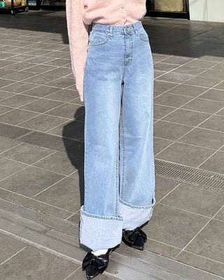 Wide bootcut denim pants