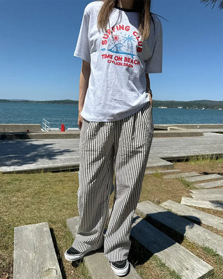 Simple striped banding pants