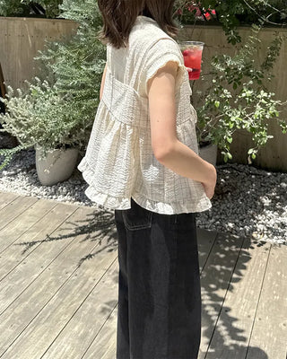 Two-way check sleeveless blouse