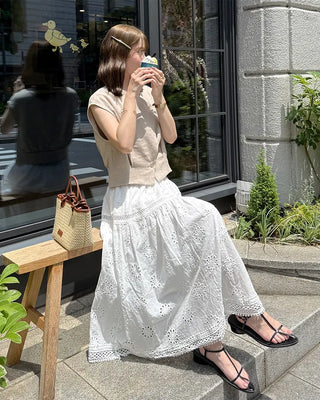 Drop-shoulder cropped vest jacket