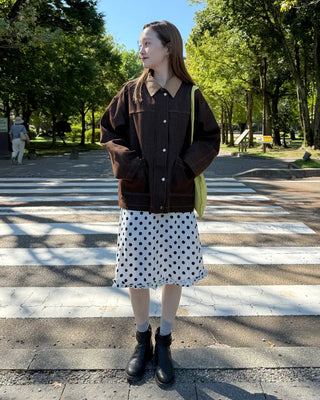 Polka Dot Frill Midi Skirt