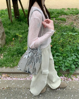 V-neck sheer cardigan