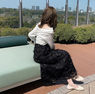 Ribbon Point Open Shoulder T-Shirt