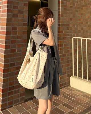 Dot Square Canvas Shoulder Bag