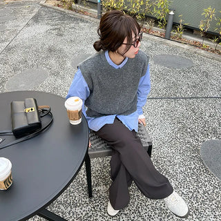 Basic Round Neck Knit Vest