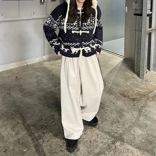 Nordic pattern duffel cardigan