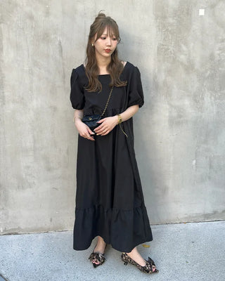 Square neck long dress