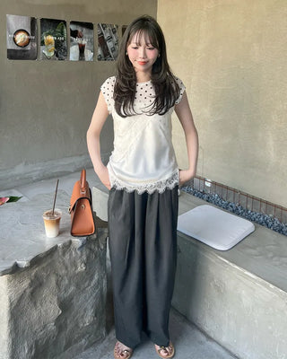 Big lace point asymmetrical camisole