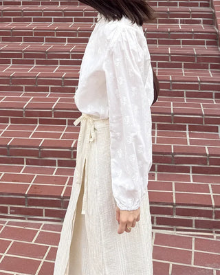 Flower pattern sheer blouse